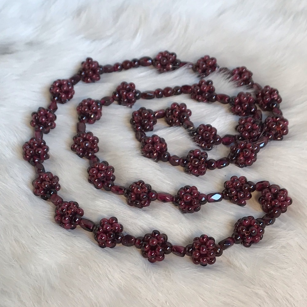 Vintage Garnet Berry Cluster Necklace